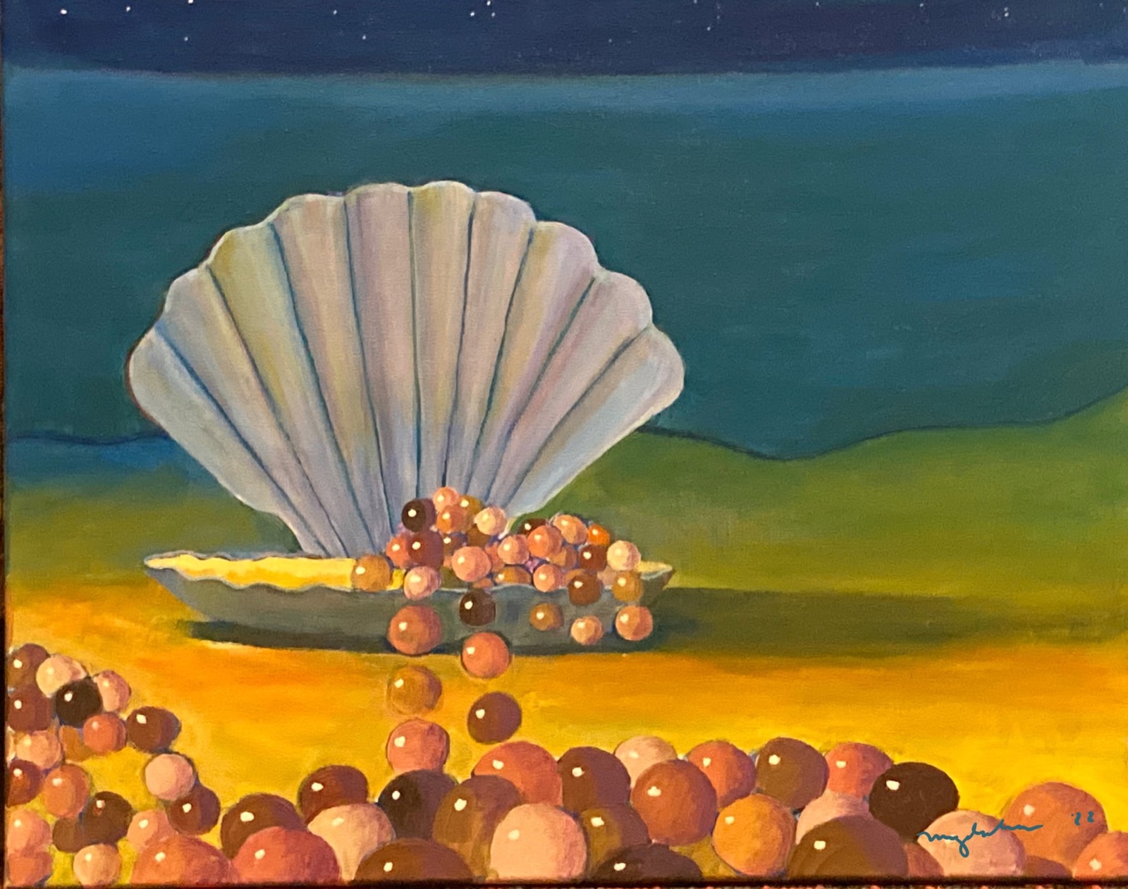 Caribbean Pearls, acrylic