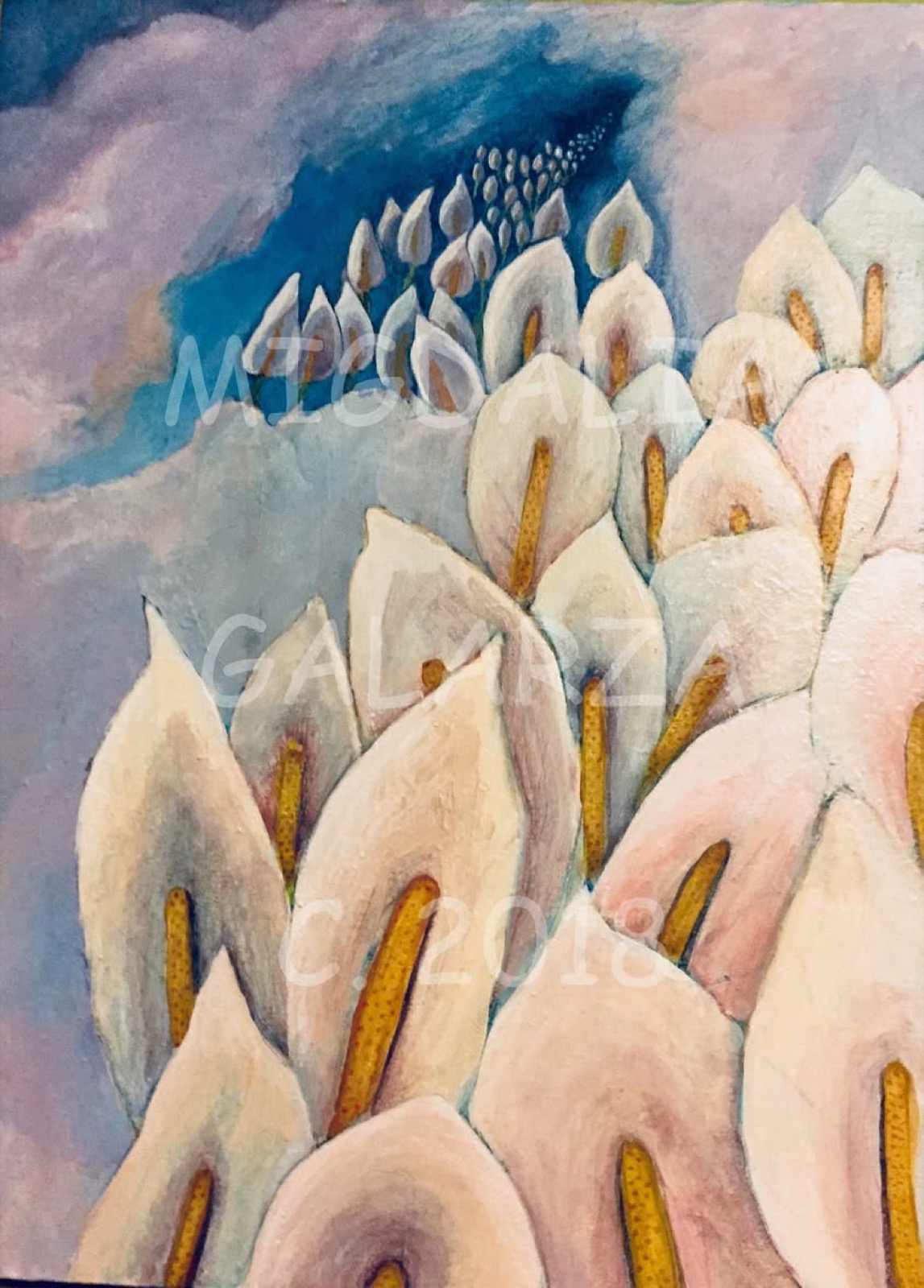 Peace Lily Parade, acrylic