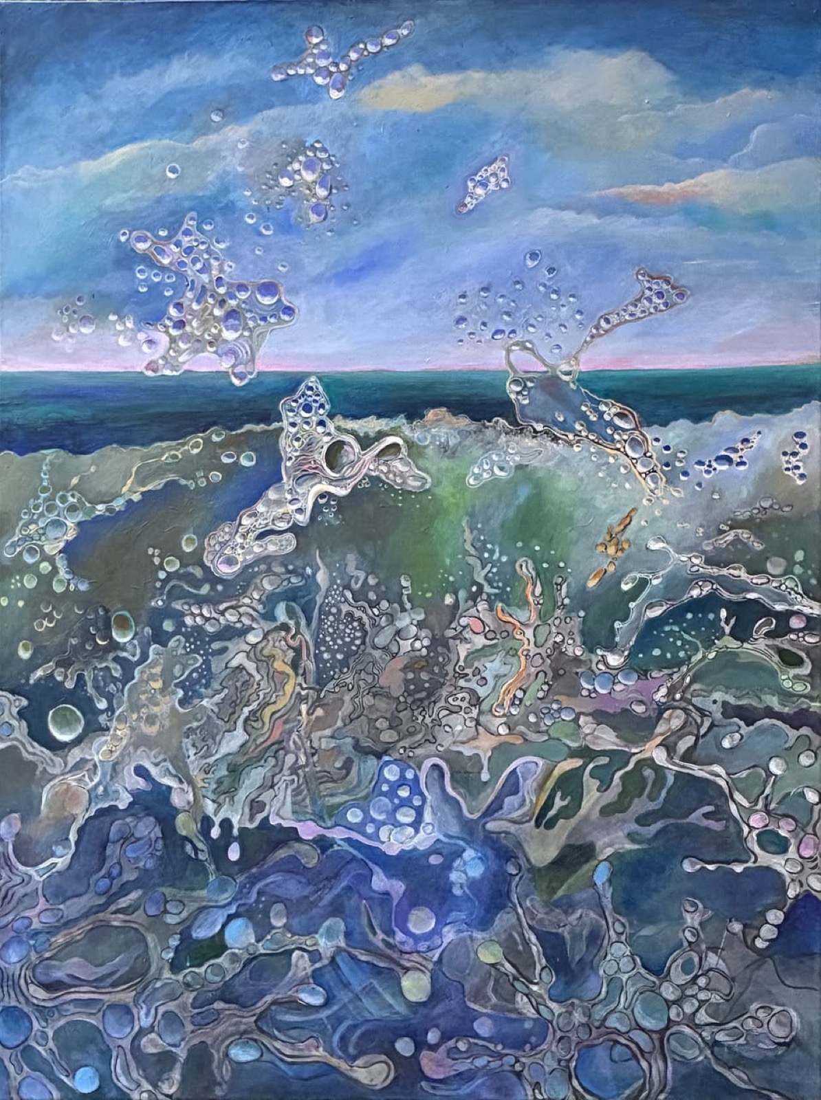 Rincon Collapsing Wave, acrylic
