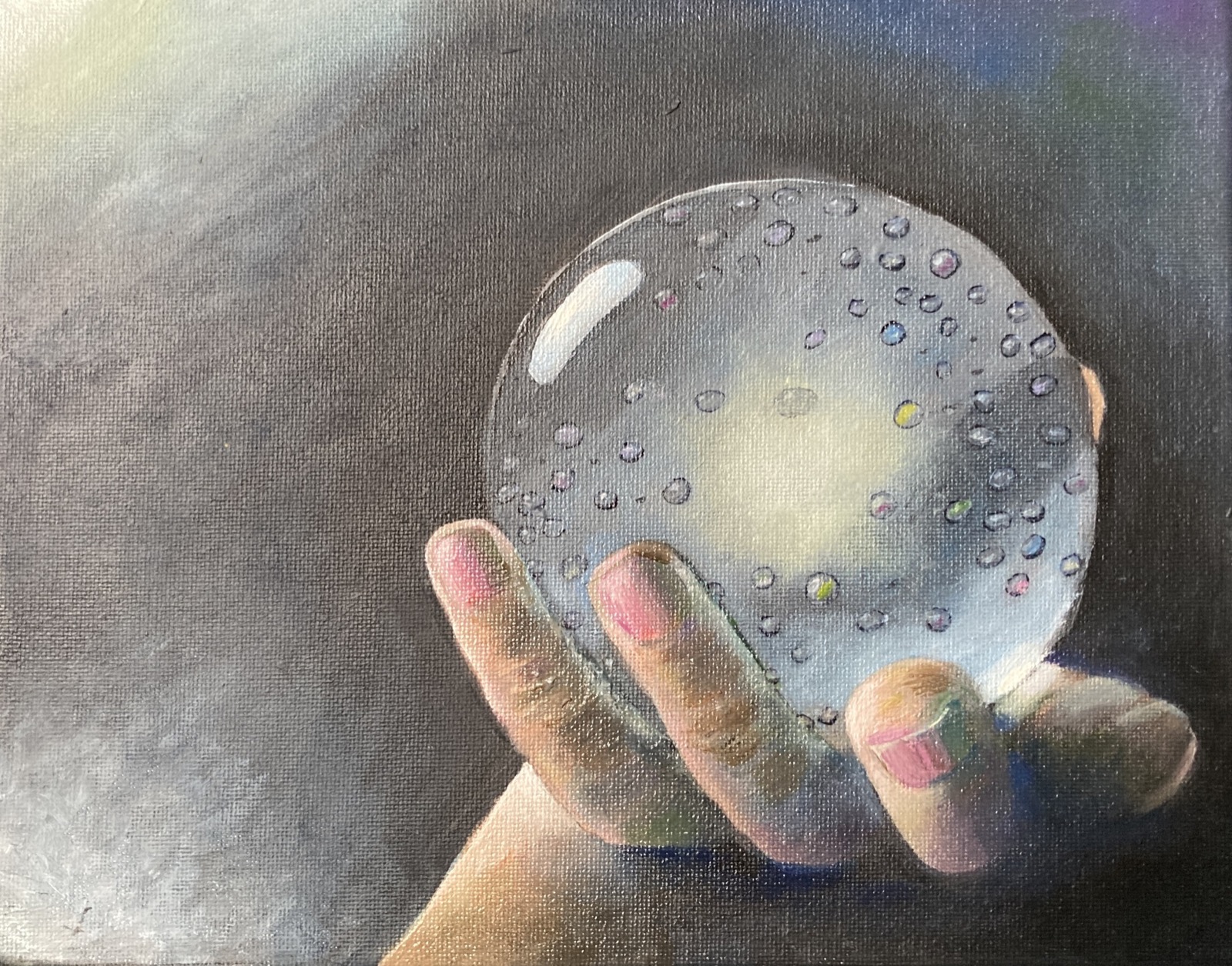 The Multiverse Cradled in the Hand of Dark Matter, acrylic
