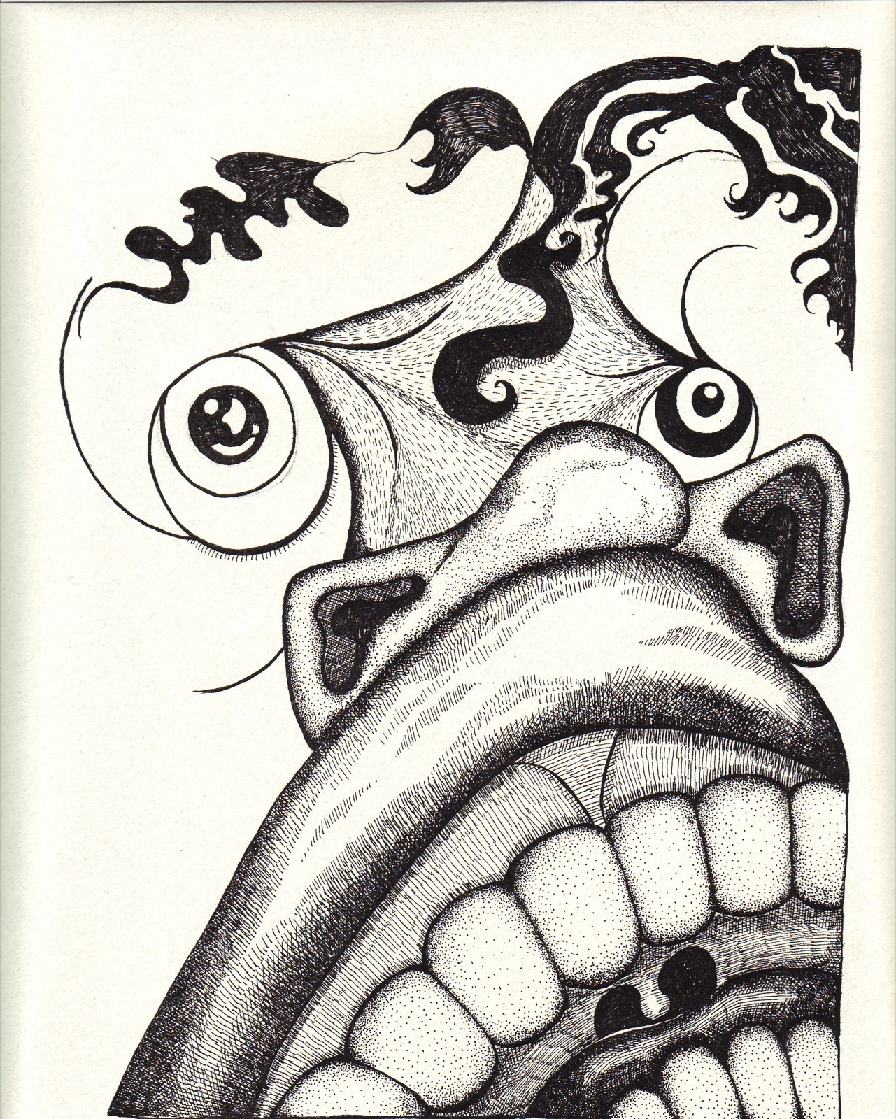Crazy, pen & ink