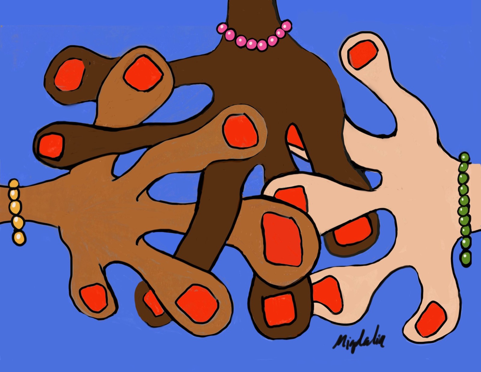 Interconnected Many Hands, digital