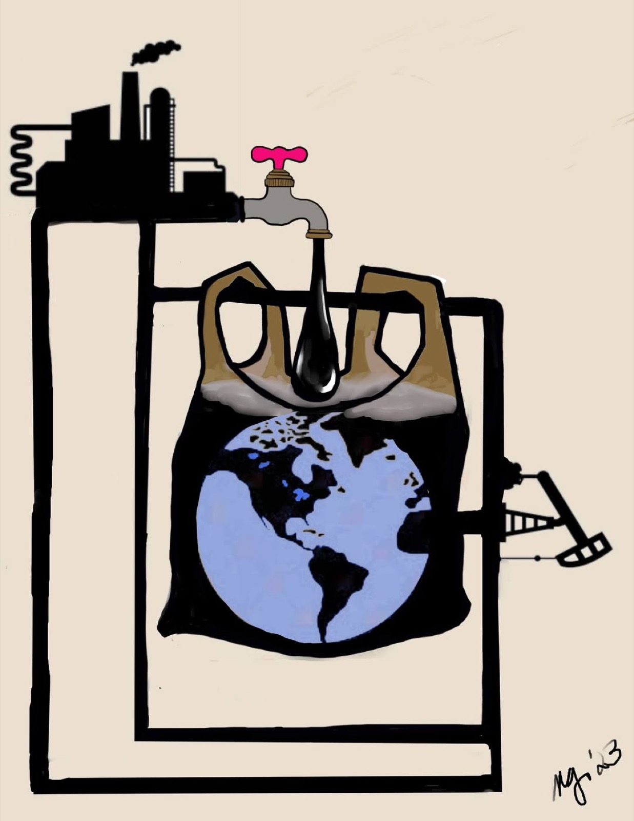 Plastic Bags, Oil, and Earth, digital