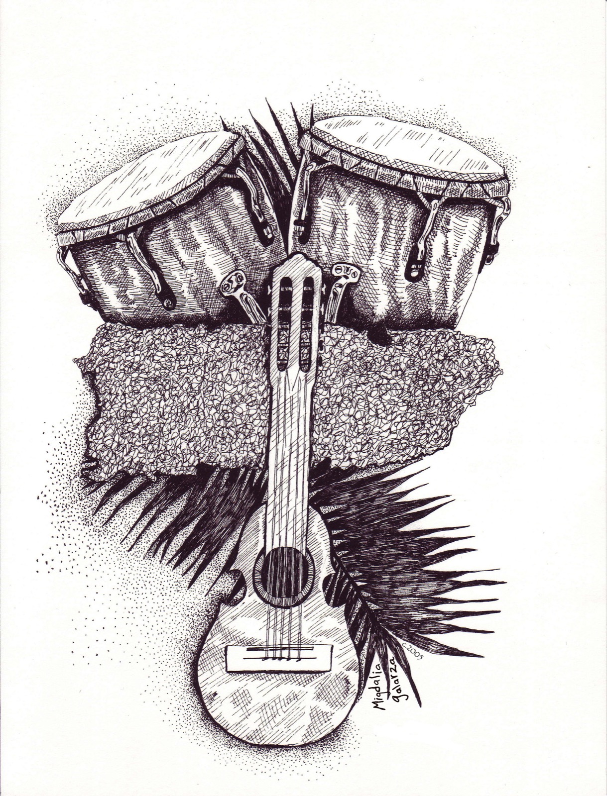 Cuatro, pen & ink
